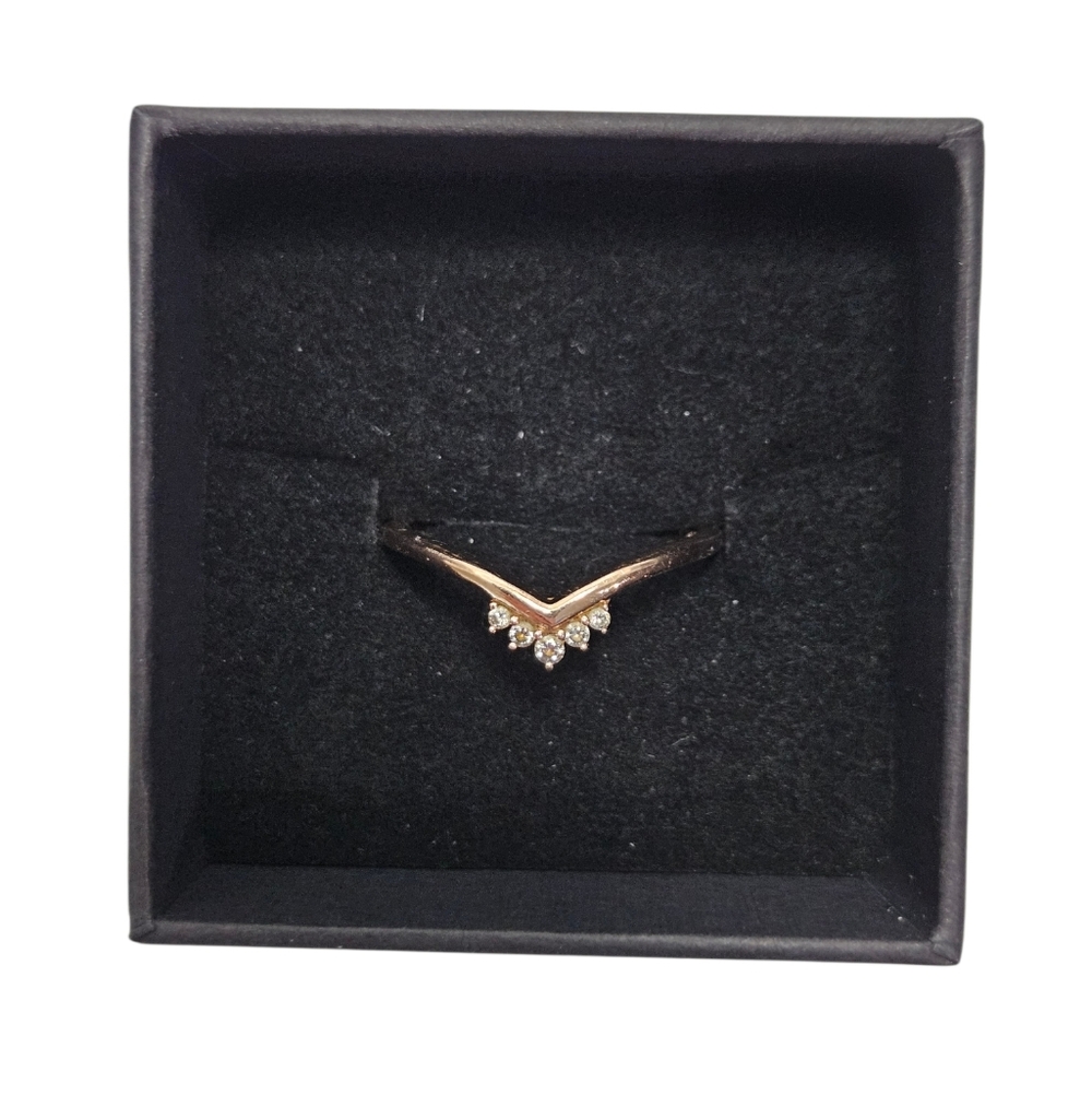 Pandora Rose Gold Chevron CZ Ring Size 56 US 7.5